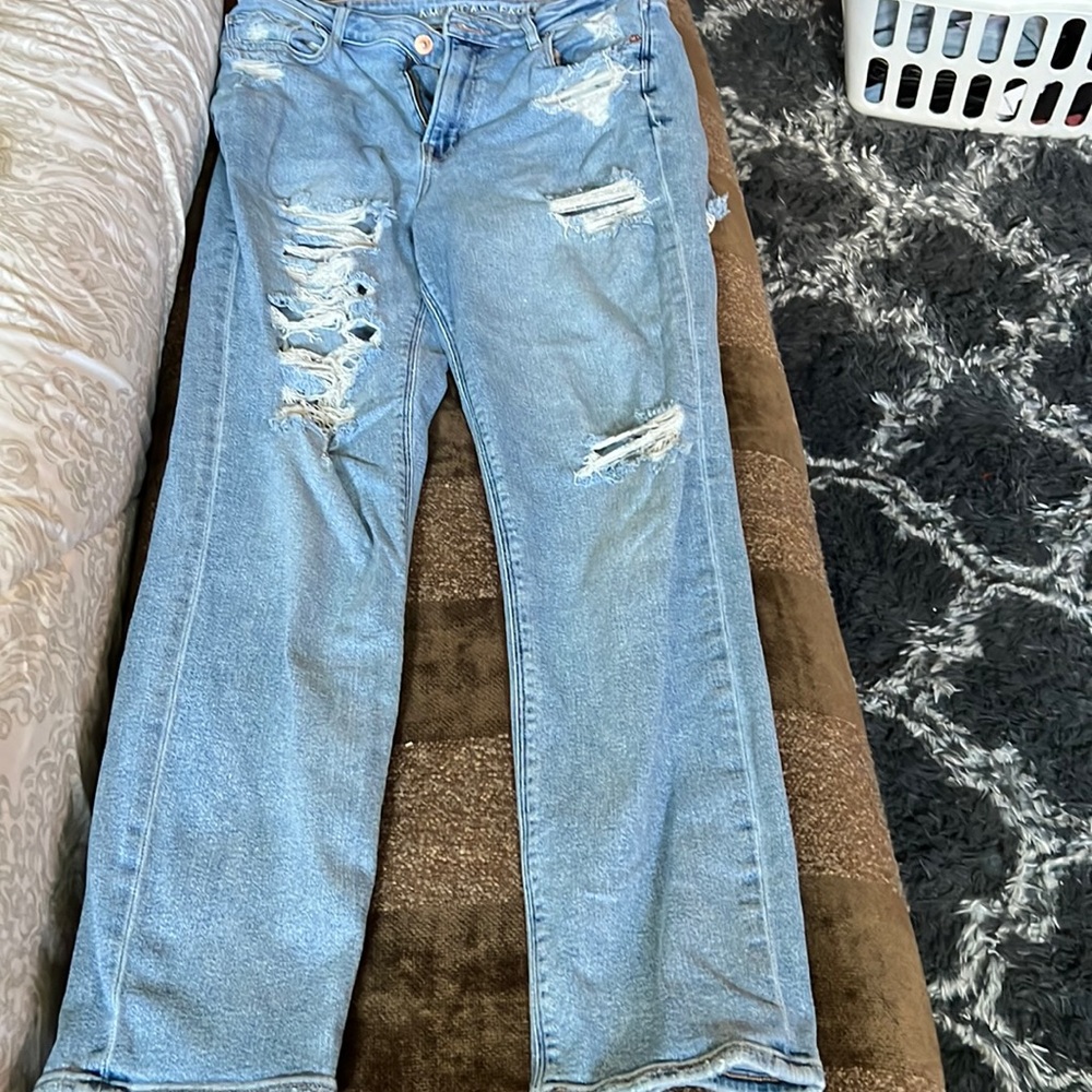 American Eagle Distressed Straight Leg Jeans